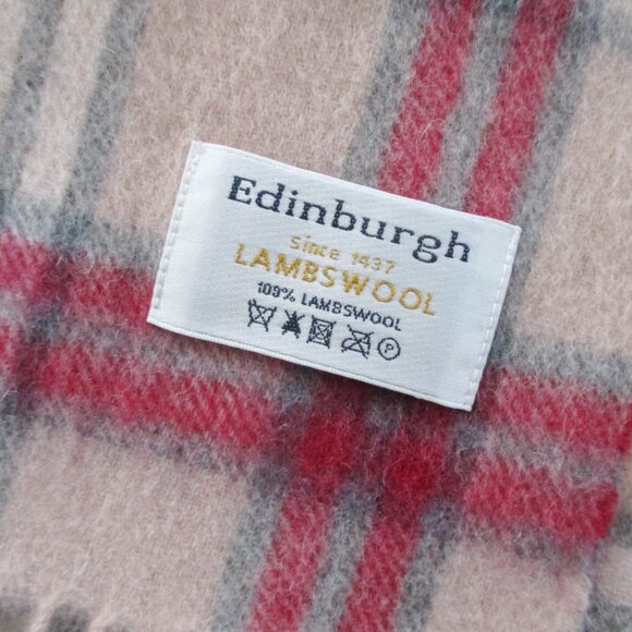 Pink Plaid Lambswool Scarf Edinburgh Like New - Picture 2 of 5